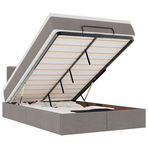 vidaXL Ottomani voodi madratsi ja LED, pruunikashall, 120x190cm kangas