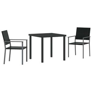 vidaXL Aia s&ouml;&ouml;gilaudade komplekt 3 pcs Must PE rattan