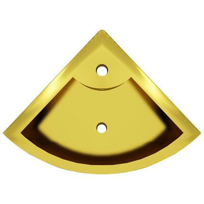 vidaXL valamu, ülevooluavaga 45 x 32 x 12,5 cm, keraamiline, kuldne
