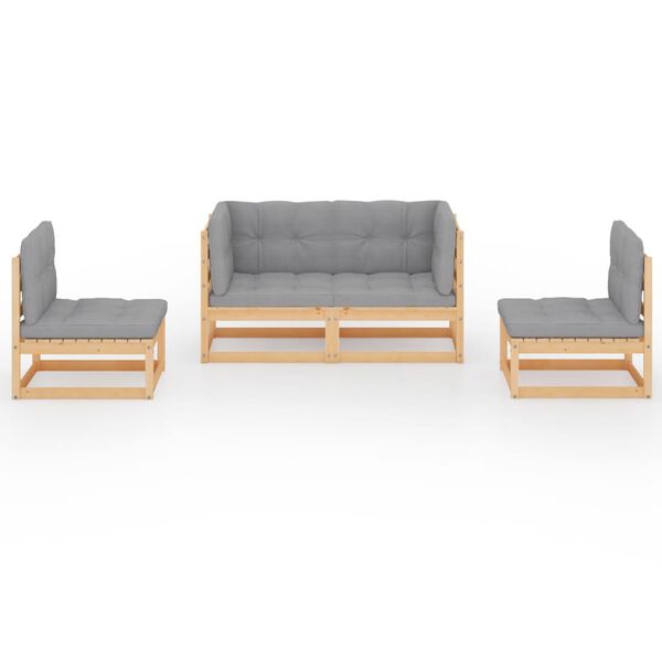 vidaXL 4-osaline aiamööblikomplekt istmepatjadega, männipuit