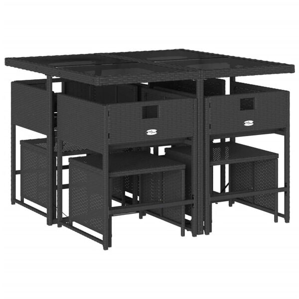 vidaXL 9-osaline aiam&ouml;&ouml;bli komplekt patjadega, must, pol&uuml;rotang