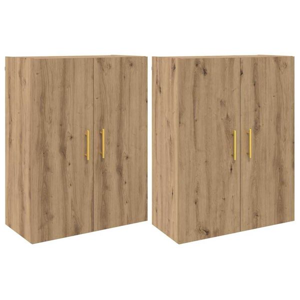 vidaXL Seinale kinnitatav kapp 2 pcs K&auml;sit&ouml;&ouml;puu 69,5 x 34 x 90 cm
