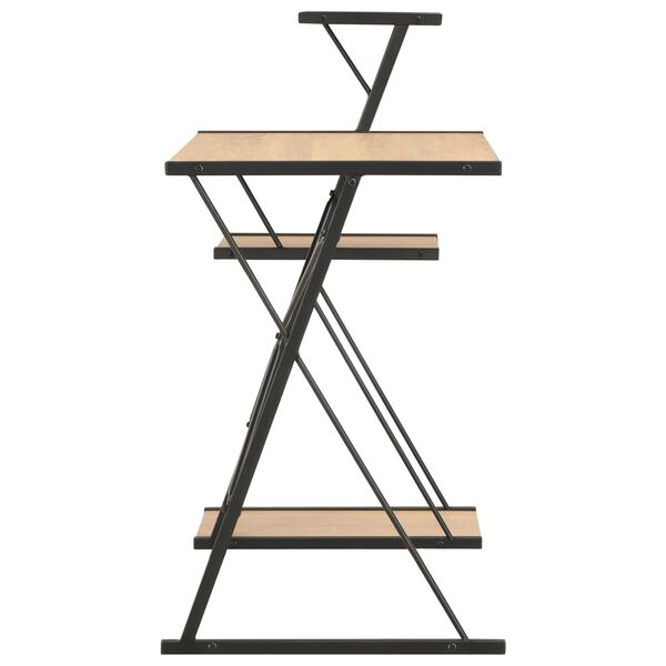 vidaXL kirjutuslaud riiuliga, must ja tammevärvi, 116 x 50 x 93 cm