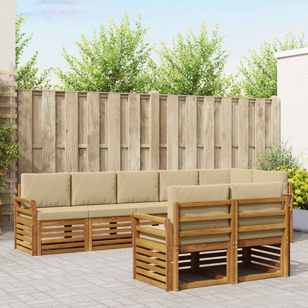 vidaXL Diivanikomplektid 8 pcs Looduslik ja beež Tugev akatsiapuu