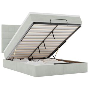 vidaXL ottomani voodi madratsitega ja LED, helehall, 140x200 cm, samet