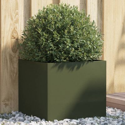 vidaXL taimekast oliiviroheline 42x40x39 cm, külmvaltsitud teras