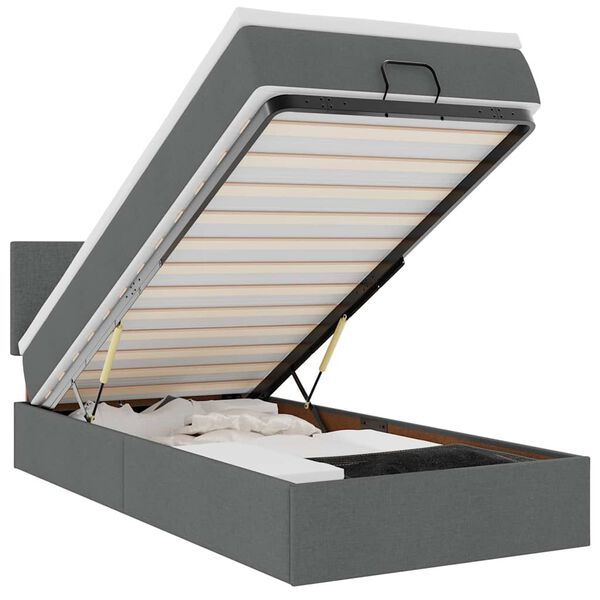 vidaXL Ottomani voodiraam madratsiga, tumehall, 100x200cm, kangas