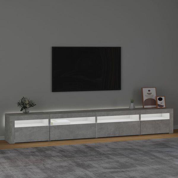 vidaXL telerialus LED-tuledega, betoonhall, 270x35x40 cm