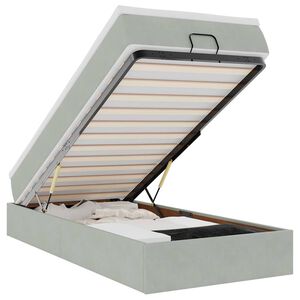 vidaXL Ottomani voodiraam madratsiga, helehall, 90x190cm, samet