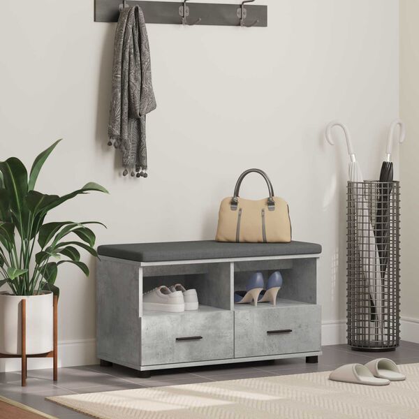 vidaXL Hallipink padjaga sahtliga riiuliga BetoonHall 80 x 38 x 46 cm