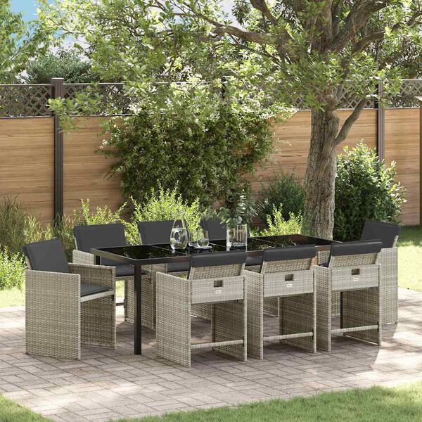 vidaXL Aia s&ouml;&ouml;gilaudade komplekt 9 pcs Helehall pol&uuml;rotang