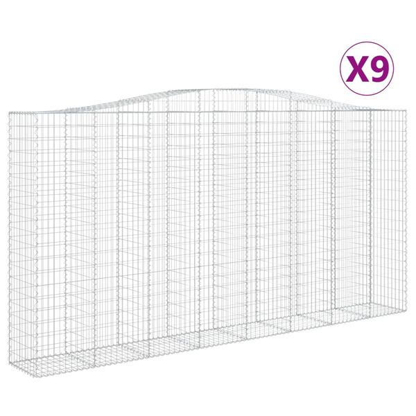 vidaXL kaarekujulised gabioonkorvid 9 tk, 400x50x200/220 cm, raud