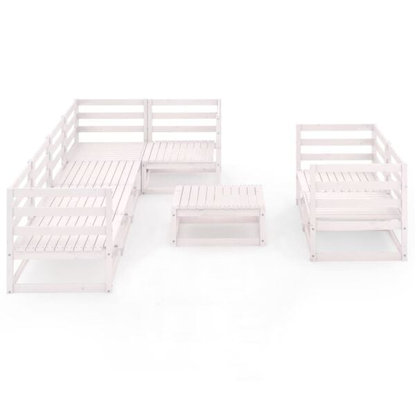 vidaXL 8-osaline aiam&ouml;&ouml;bli komplekt valge, toekas m&auml;nnipuit