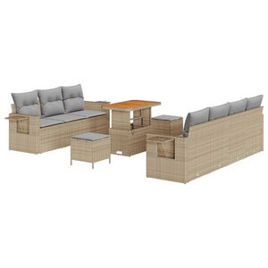 vidaXL Aia Diivanikomplekt 10 pcs Beež pol&uuml;rotang