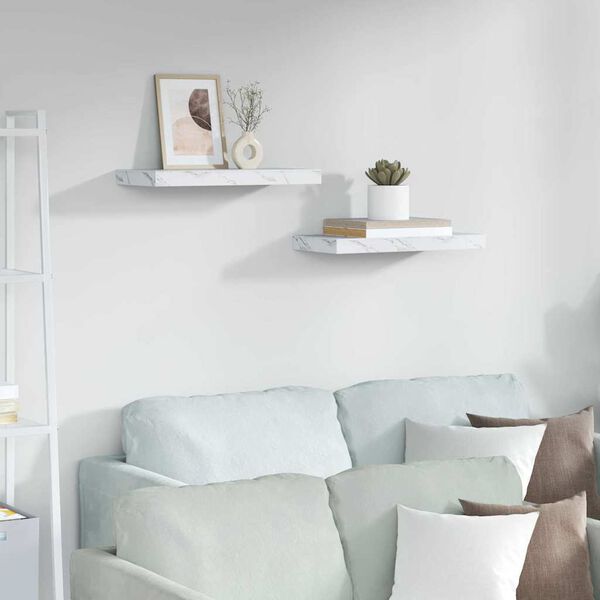 vidaXL Seinariiul 2 pcs Valge Marmor 50 x 23,5 x 4 cm Tehispuit