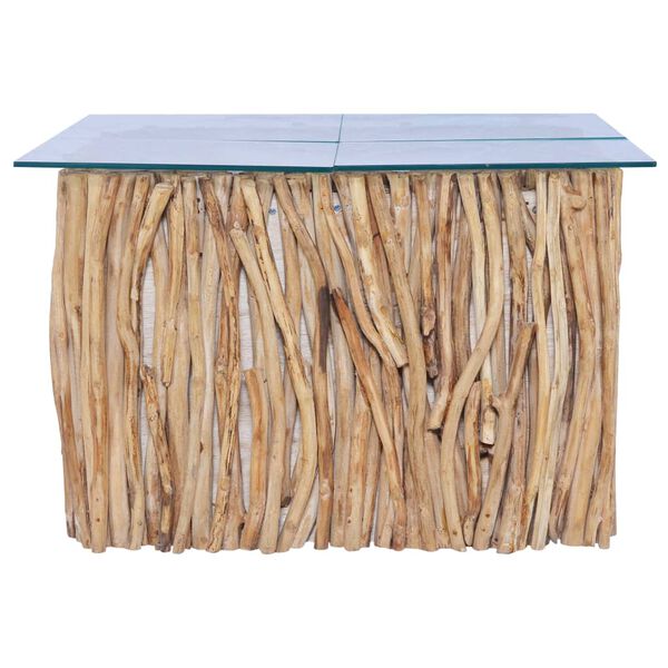 vidaXL kohvilaud klaasplaadiga, 66x66x40 cm, toekas tiikpuu