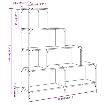 vidaXL raamaturiiul 4-korruseline, Sonoma, 139x33,5x149 cm, tehispuit