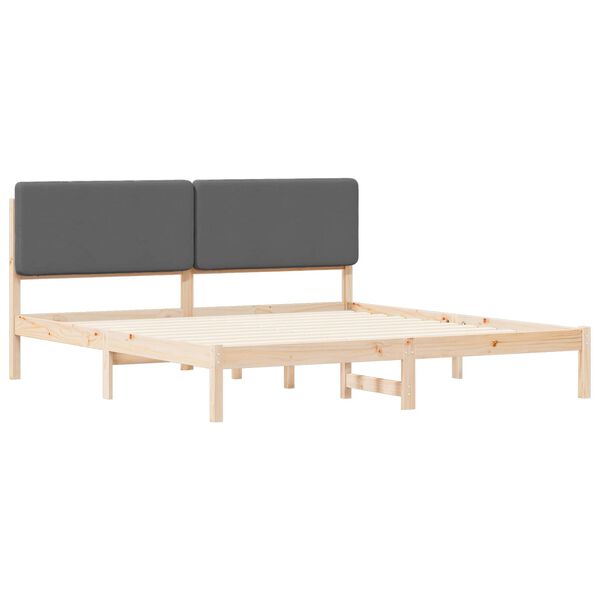 vidaXL Voodiraam Pehme Peatoega peaga Tumehall 200 x 200 cm Tahke m&auml;nd