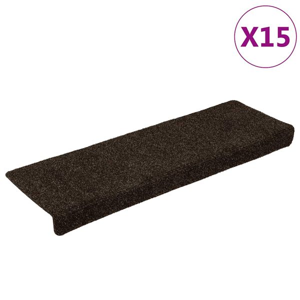 vidaXL trepimatid, isekleepuvad, 15 tk, 65 x 21 x 4 cm, tumepruunid, ristkülikukujulised servad