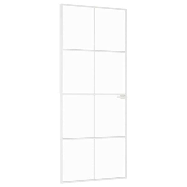 vidaXL siseuks, valge, 83x201,5 cm, karastatud klaas/alumiinium, &otilde;huke