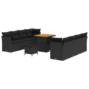 vidaXL Aia Diivanikomplekt padjaga 11 pcs Must pol&uuml;rotang