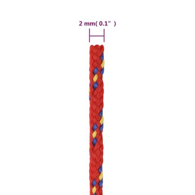vidaXL paadiköis, punane, 2 mm, 25 m, polüpropüleen