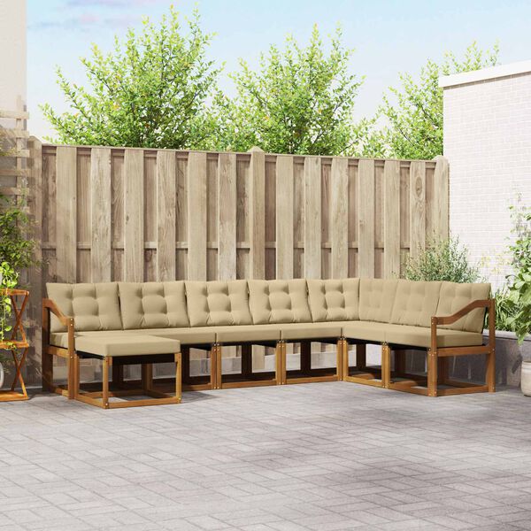 vidaXL V&auml;li diivanikomplekt padjaga 8 pcs Looduslik ja beež