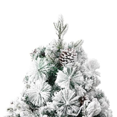 vidaXL valgustatud jõulukuusk lume ja käbidega, 225 cm, PVC&PE