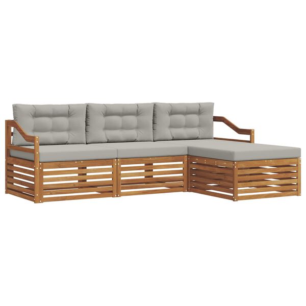 vidaXL V&auml;li diivanikomplekt padjaga 4 pcs Looduslik ja Hele Hall