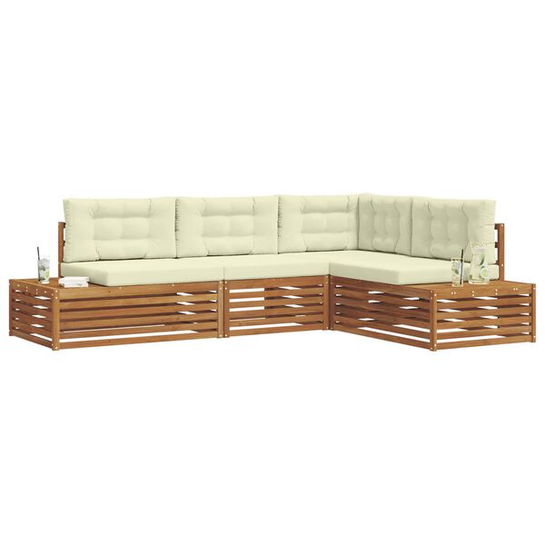 vidaXL V&auml;li diivanikomplekt padjaga 4 T&uuml;kk Looduslik ja kreem