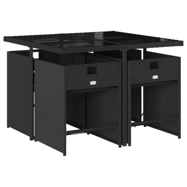 vidaXL 5-osaline aiam&ouml;&ouml;bli komplekt patjadega, must, pol&uuml;rotang