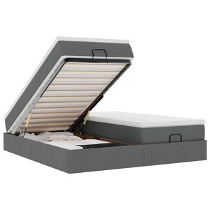 vidaXL Ottomani voodiraam madratsitega, tumehall, 180x200cm, kangas