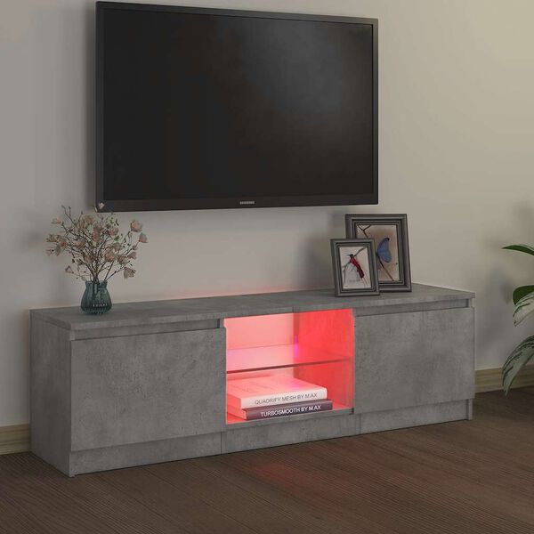 vidaXL telerialus LED-tuledega, betoonhall, 120 x 30 x 36 cm