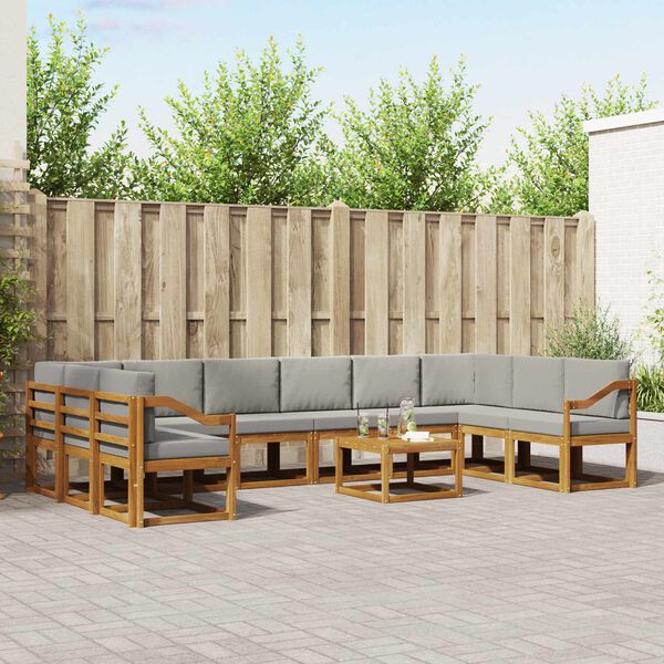 vidaXL V&auml;li diivanikomplekt padjaga 11 pcs Looduslik ja Hele Hall