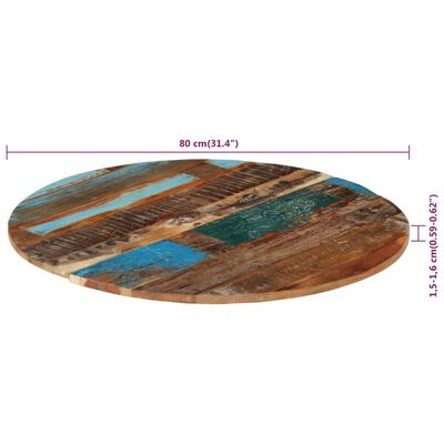 vidaXL ümmargune lauaplaat 80 cm 15–16 mm toekas taaskasutatud puit