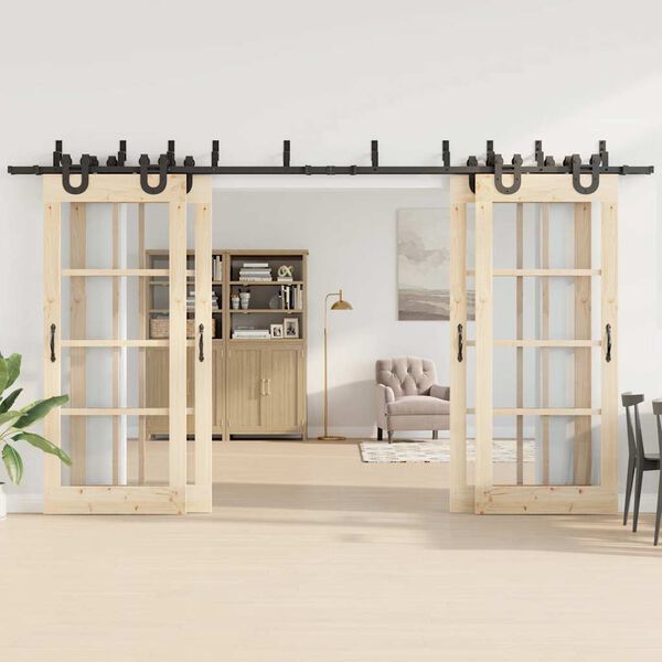 vidaXL liugukse tarvikute komplekt 400 cm terasest, must