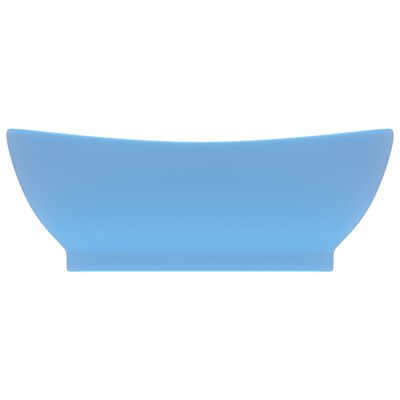 vidaXL valamu ülevooluga, ovaalne matt sinine 58,5 x 39 cm keraamiline