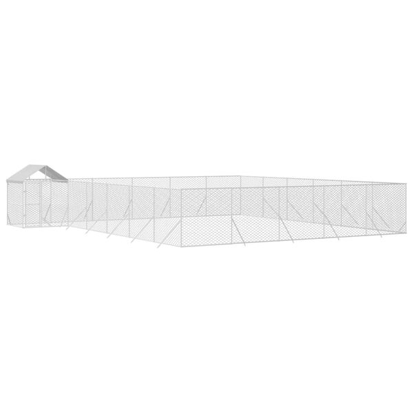 vidaXL katusega koeraaedik, h&otilde;bedane, 12x12x2,5 m, tsingitud teras