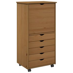 vidaXL Rattaga kapp Meepruun 53 x 39 x 103 cm Kindel m&auml;nnipuidust