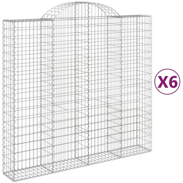 vidaXL kaarekujulised gabioonkorvid 6 tk, 200x50x180/200 cm, raud