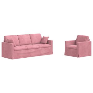 vidaXL Diivanikomplekt 2 pcs Roosa 198 x 78 x 80 cm Samet