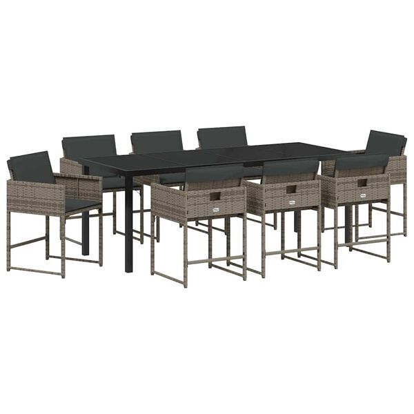 vidaXL Aia s&ouml;&ouml;gilaudade komplekt 9 pcs Hall pol&uuml;rotang