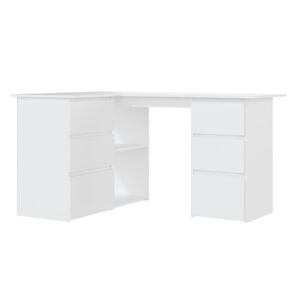 vidaXL nurga kirjutuslaud, valge 145 x 100 x 76 cm tehispuit