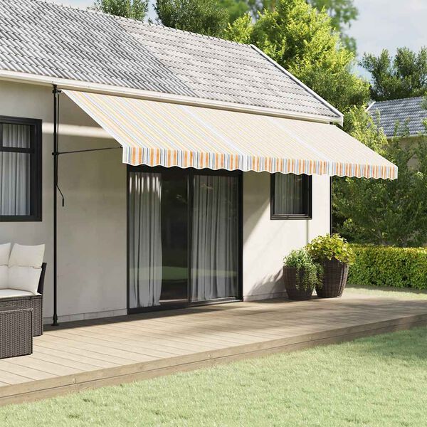 vidaXL varikatuse asenduskangas, mitmev&auml;rviline, triibuline, 5x3 m