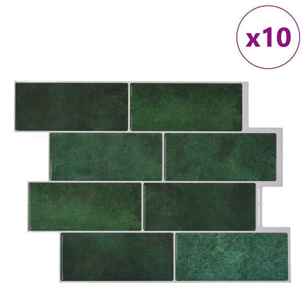 vidaXL Subway plaat 10 pcs Tume rohelise 29.4 x 21.4 cm