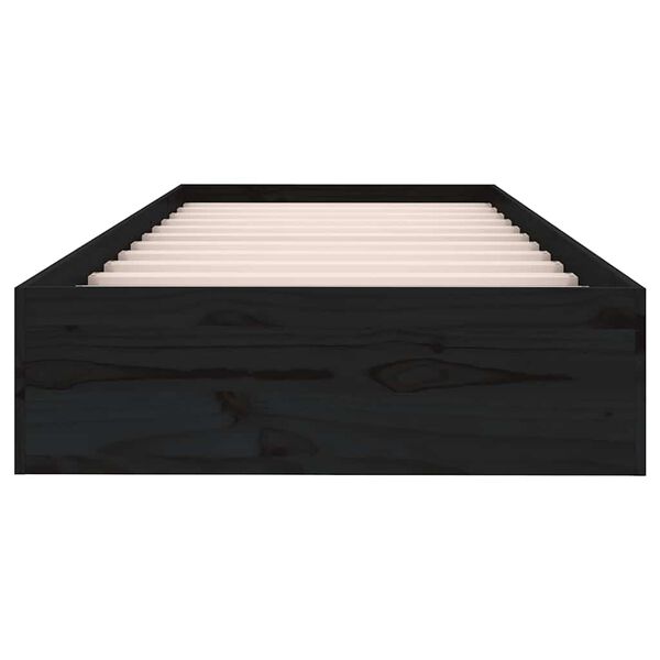 vidaXL voodiraam, must, t&auml;ism&auml;nnipuit, 75 x 190 cm