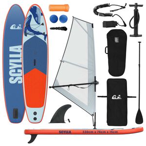 vidaXL Kootud SUP laud purjega SCYLLA 330 x 76 x 15 cm Sinine jaoks