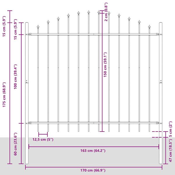 vidaXL aiapiire Woerden odaotsaga, terasest, 170 x 150 cm, must