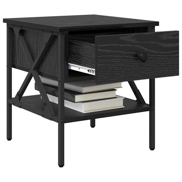 vidaXL &Ouml;&ouml;kapp Must tamm 40 x 42 x 45 cm Inseneritud puit ja metall