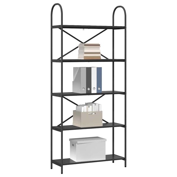 vidaXL Raamatukapp Must tamm 80 x 30 x 183 cm Tehispuit